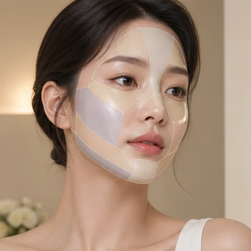 얼굴의 부위별 디자인을 보여주는 연출 이미지