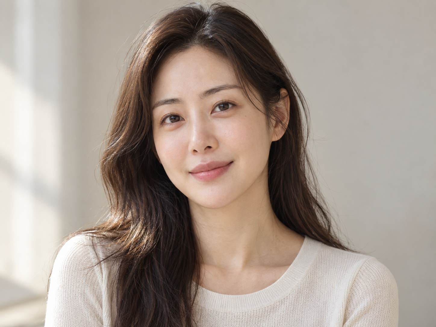 자연스러운 눈매와 피부결을 표현한 모델 이미지