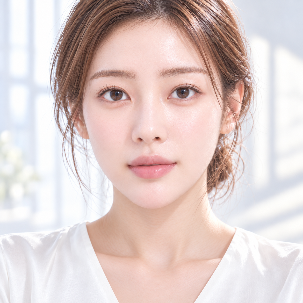 밝은 눈매의 모델을 확대해 눈 밑 고랑 부위를 보여주는 이미지