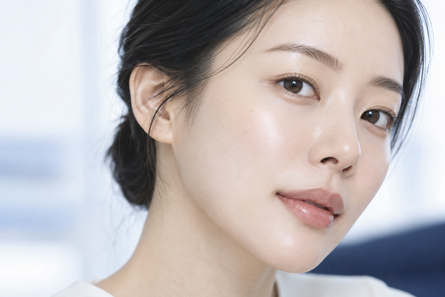 피부결을 가까이에서 표현한 모델 이미지