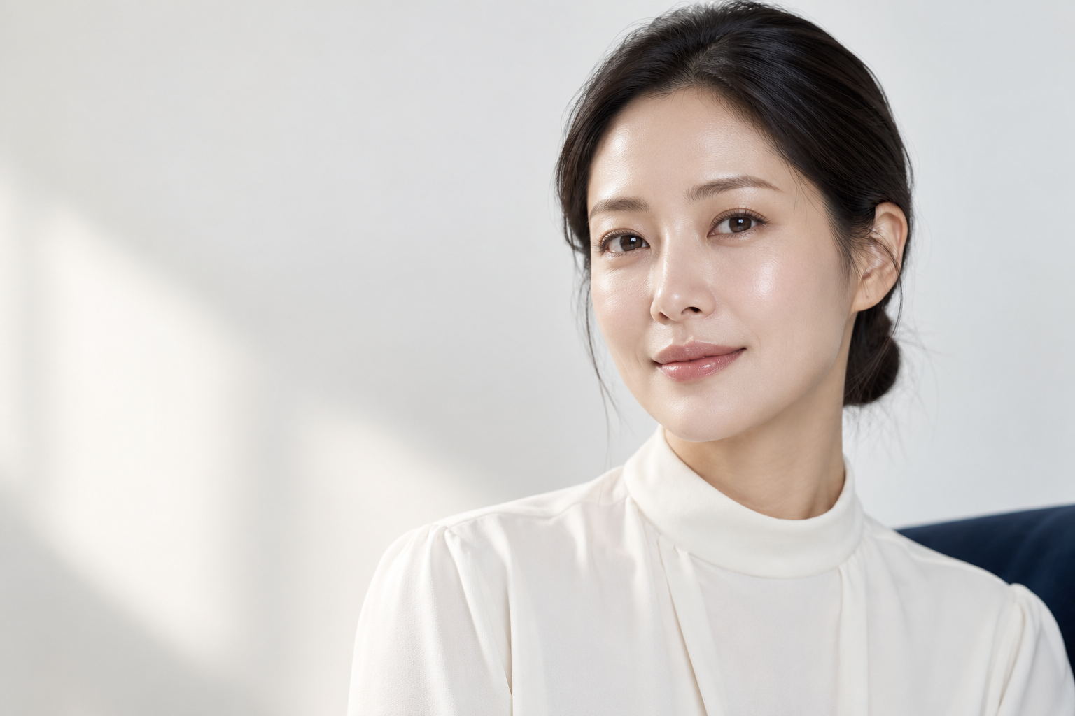 자연스러운 피부결과 얼굴선을 표현한 모델 이미지