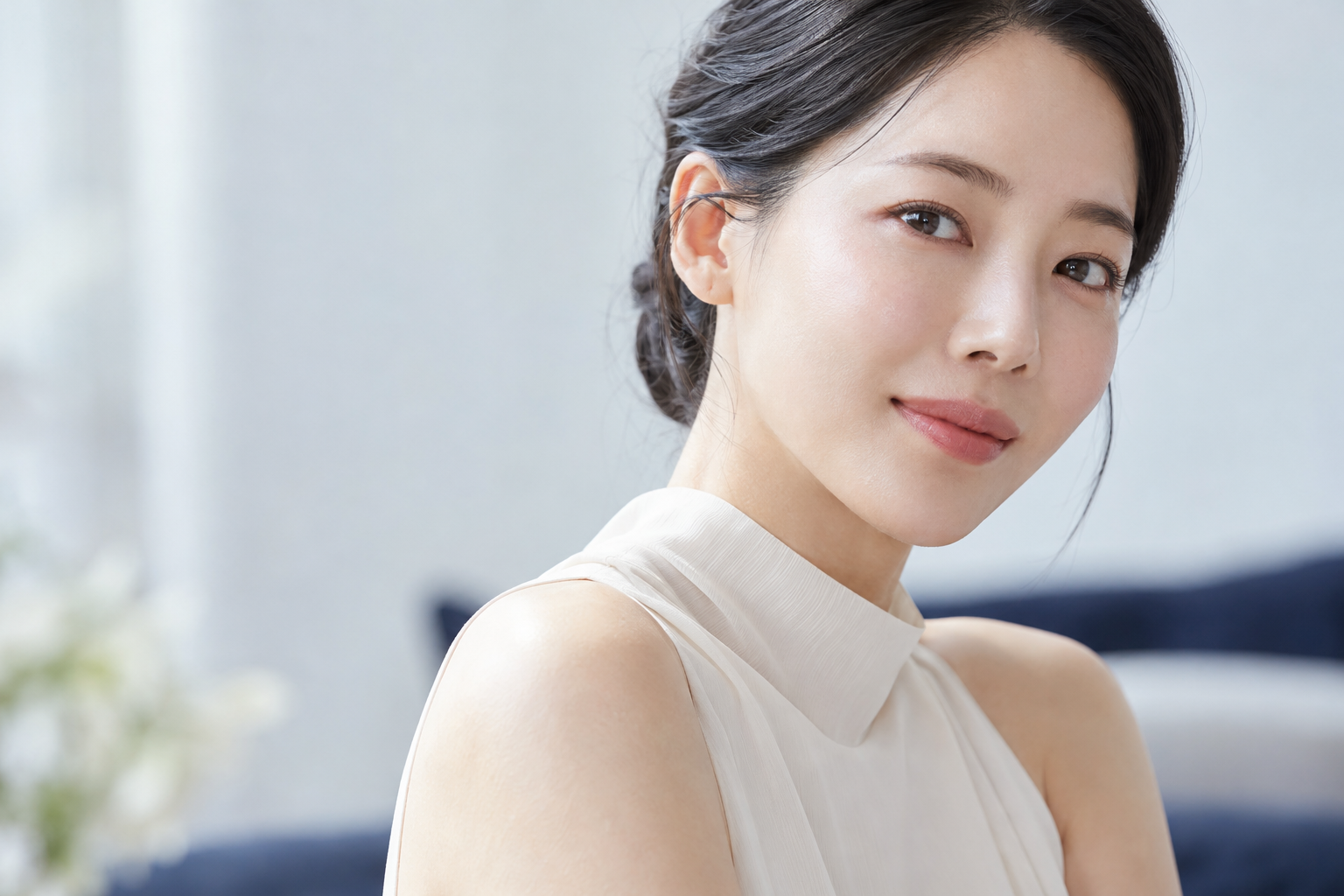 피부의 수분감과 결을 표현한 연출 이미지